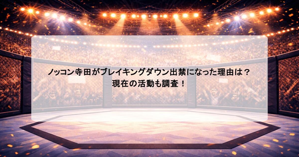 ノッコン寺田がブレイキングダウン出禁になった理由は?現在の活動も調査!